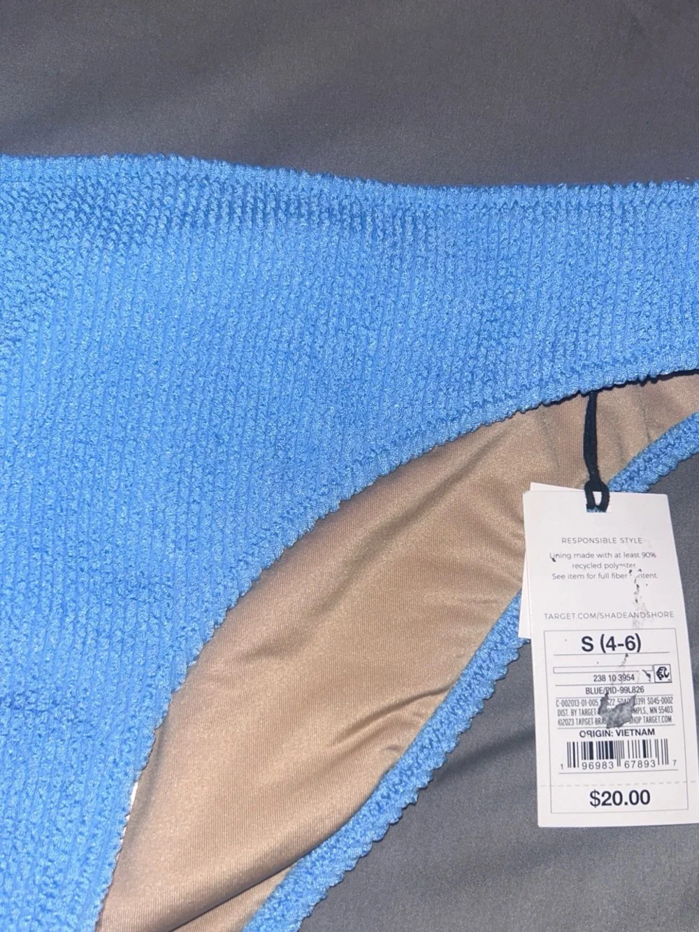 Shade & Shore Bright Blue Textured Bikini Bottoms
